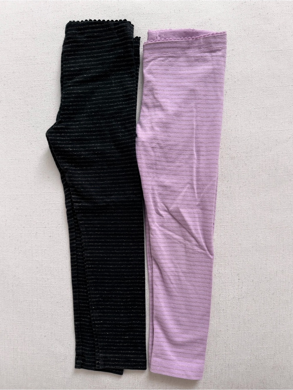 Tea Collection Girls' Ribbed Leggings Duo - Black & Lavender